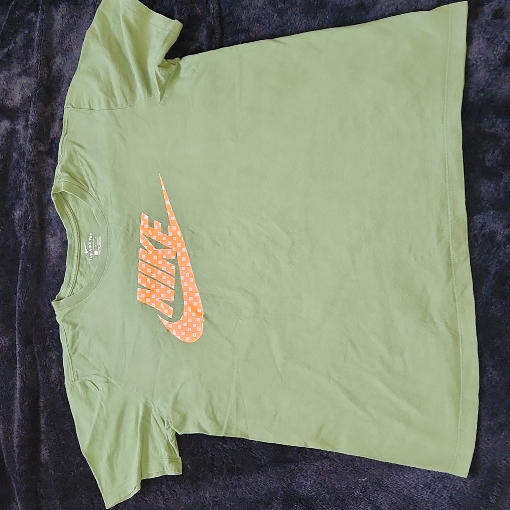 Nike Olive Green T Shirt with Orange And White Logo